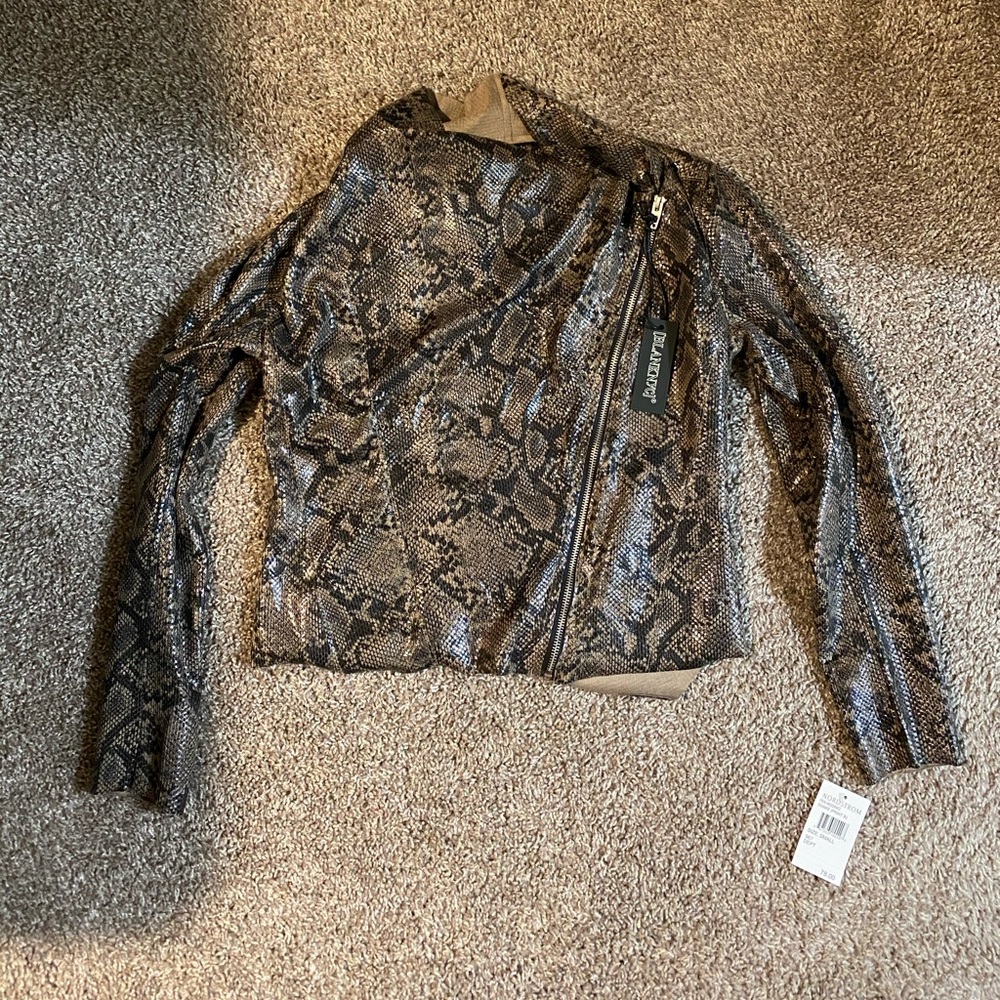 BLANKNYC Faux Suede Drape Front Jacket - Snake